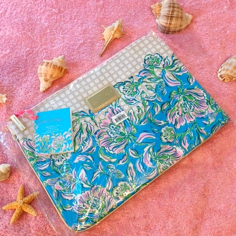 Lilly Pulitzer Bag - Tech Pouch Set NWT Cumulus Blue Chick Magnet 2 Pouc…